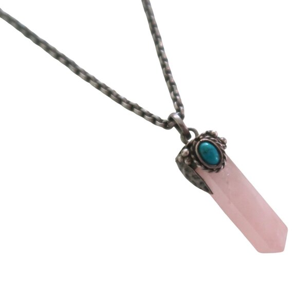 SILPADA Pink quartz pendant 925 Sterling chain necklace - Picture 3 of 6
